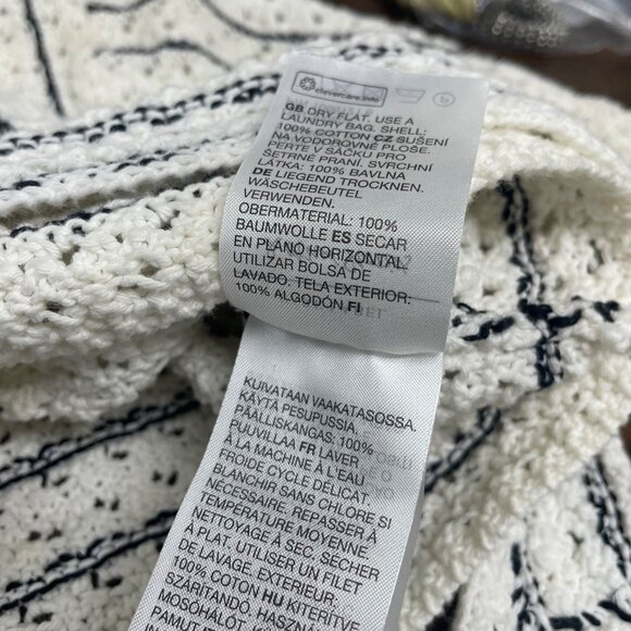 & Other Stories Womens White/Black Crochet Crop Top Tie Front Short Sleeve Sz S - Picture 5 of 6